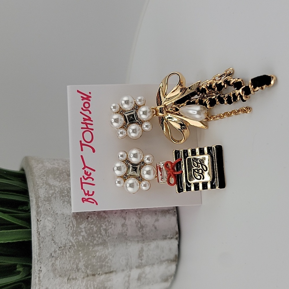 Betsey Johnson Earrings Perfume Bottle and Bow